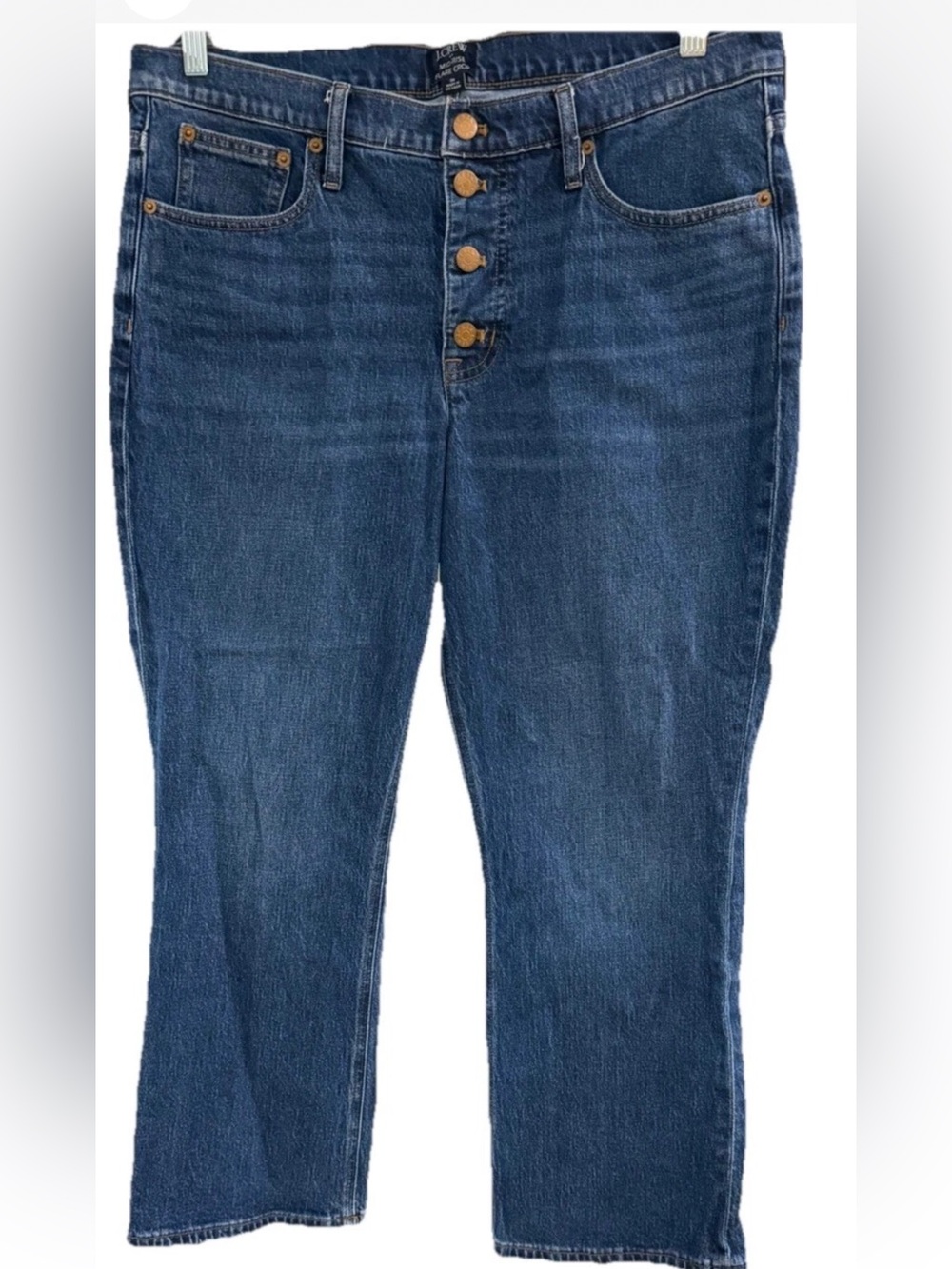 J. Crew Women's Straight-Leg Button-Fly Jeans in Dark Blue Denim